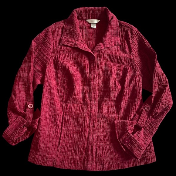 CJ Banks Button-Down Burgundy Shirt sz 10 (X) - Picture 1 of 5